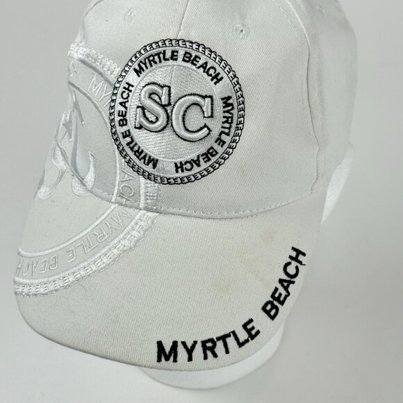 Myrtle Beach SC Souvenir Hat White Embroidered Retro Cap Adjustable Travel Gift - Picture 2 of 5